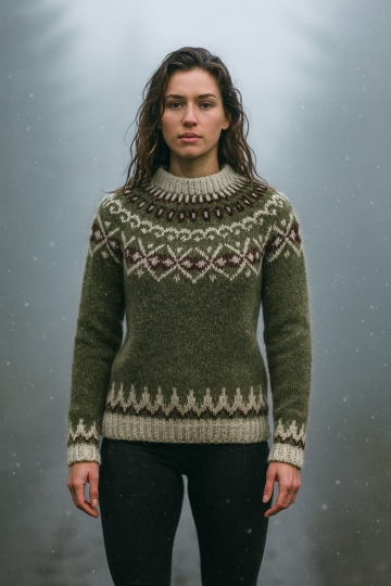 Islandpullover - Handgestrickt in Island - Grün