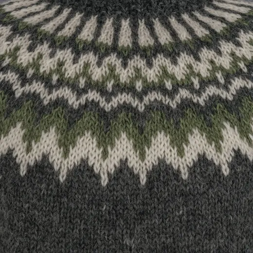 Islandpullover - Handgestrickt in Island - Grau / Weiß / Grün