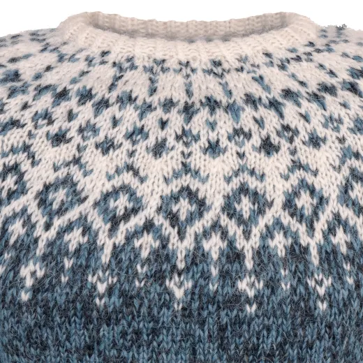Handgestrickter Islandpullover - Nordur - Blau