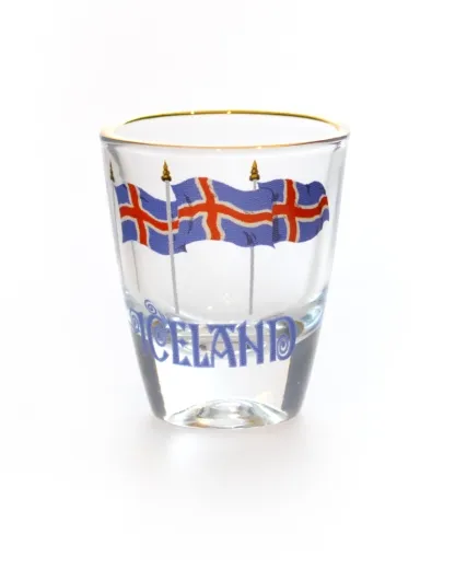 Schnapsglas - Iceland - 3 Island Fahnen