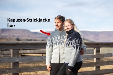 Kapuzen-Strickjacke Ísar - hellgrau/eisblau