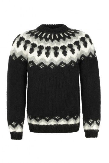 Herren Islandpullover - handgestrickt in Island - Lopapeysa schwarz