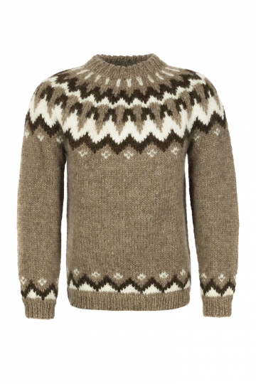 Handgestrickter Herren Islandpullover - braun / dunkelbraun