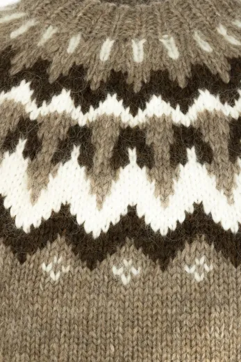 Handgestrickter Herren Islandpullover - braun / dunkelbraun