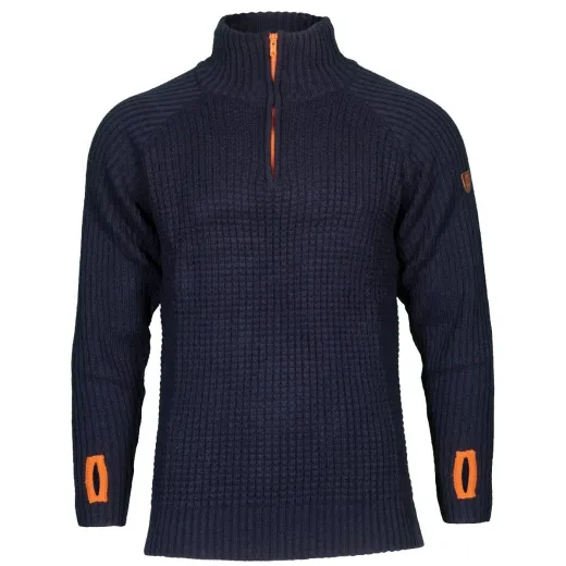 Norwegischer Funktionspullover - Sweater mit Zipper - navy blau