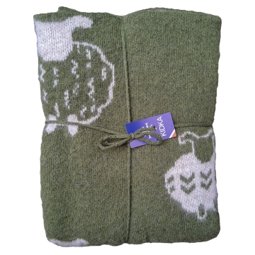 Wolldecke - grün mit Islandschafen