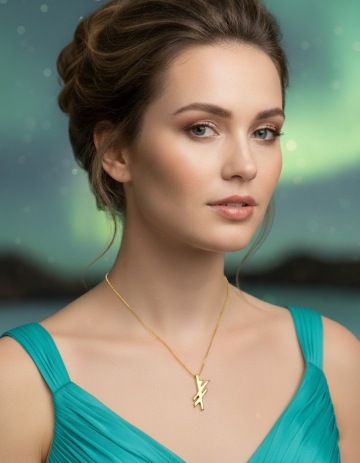 14K vergoldete Bindrunen Halskette mit Anhänger - Glück