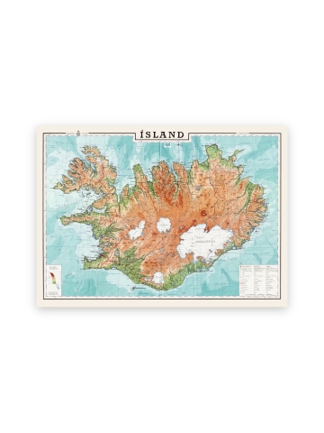 Island Poster - 50x70 cm - Vintage Island Landkarte