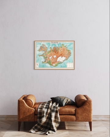 Island Poster - 50x70 cm - Vintage Island Landkarte