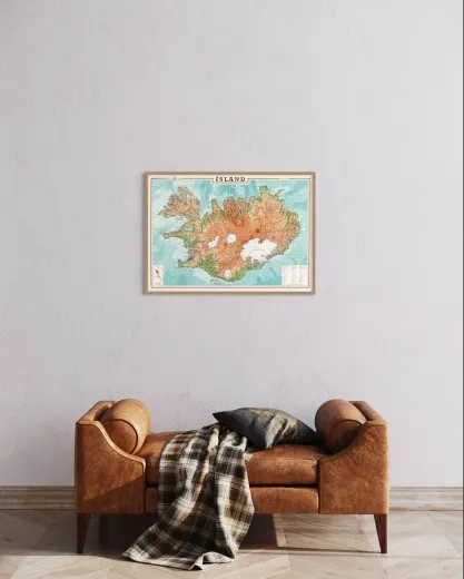 Island Poster - 50x70 cm - Vintage Island Landkarte