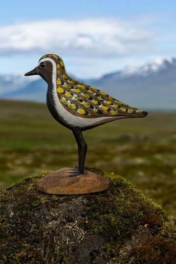 Isländischer Vogel - Goldregenpfeifer Holzfigur