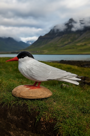 Isländischer Vogel - Küstenseeschwalbe Holzfigur