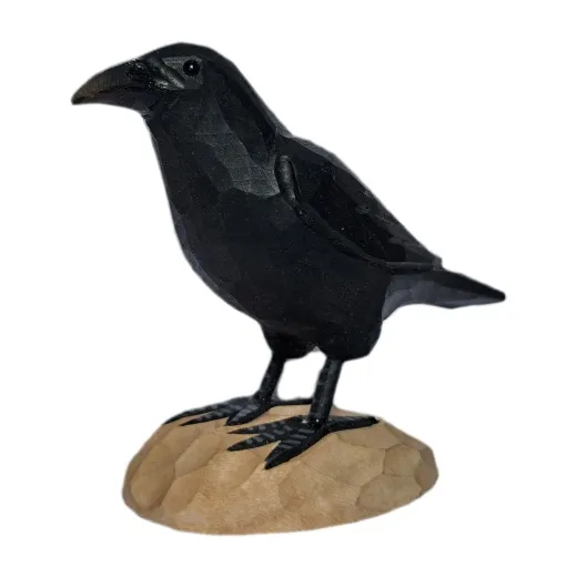 Isländischer Vogel - Rabe Holzfigur