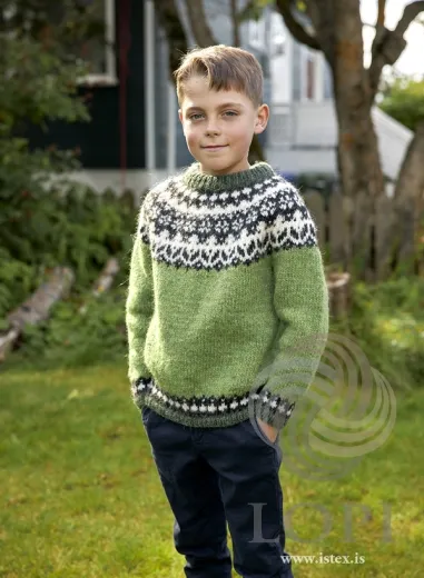 Strickanleitung Kinder-Islandpullover - Strickmuster Ómur - Lopi 40-19