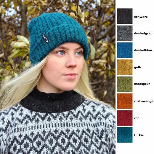 Fjallalopi Wollmütze - Ripp-Strickmütze - mehrere Farben