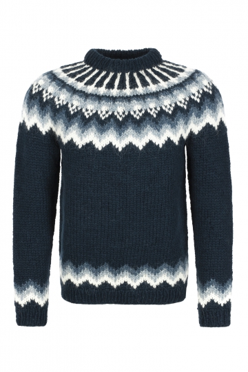 Damen Islandpullover - Handgestrickt - dunkelblau
