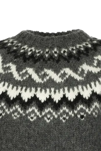 Herren Islandpullover - Handgestrickt HSI-217 - dunkel-grau