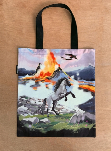 Tragetasche Vulkanausbruch - Baumwolltasche mit Vulkan-Motiv