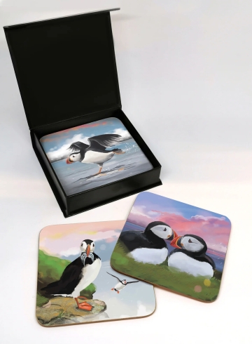 Untersetzer Set - 6 Stück - Papageientaucher Design