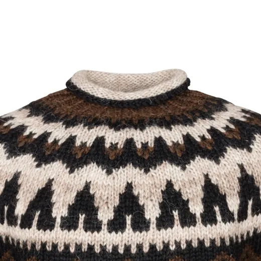 Handgestrickter Rollkragen-Pullover HSI-218 - schoko-braun