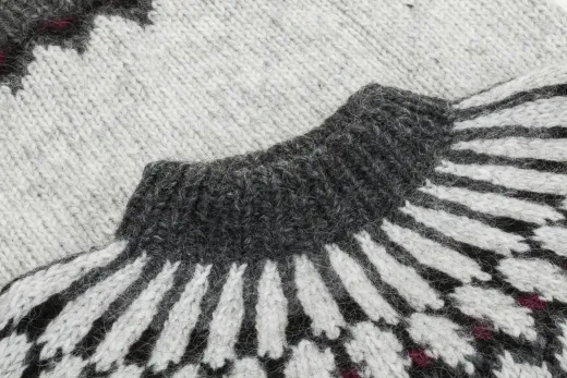 Herren Islandpullover - handgestrickter Lopapeysa - hellgrau kombi