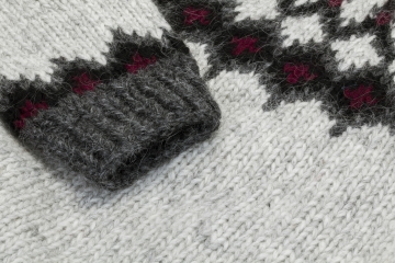 Herren Islandpullover - handgestrickter Lopapeysa - hellgrau kombi