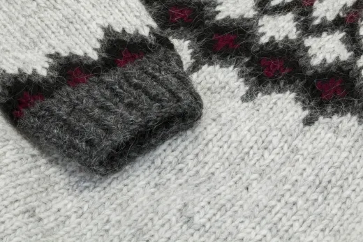 Herren Islandpullover - handgestrickter Lopapeysa - hellgrau kombi