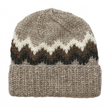 Rustikale Wollmütze - Handgestrickt - Braun