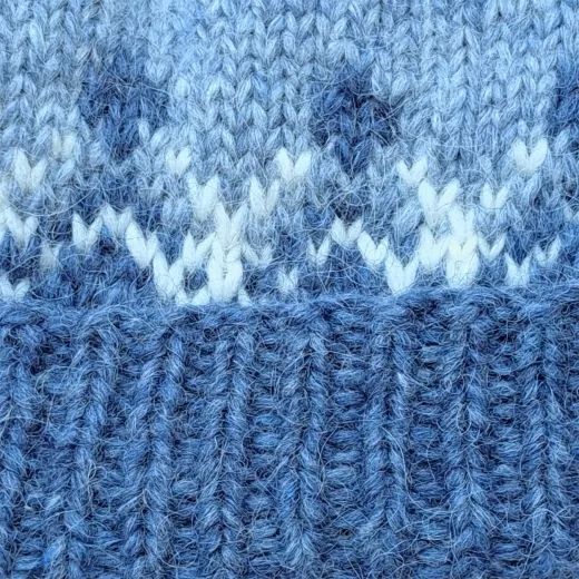 Isländische Wollmütze mit Umschlagrand - Hell-Blau