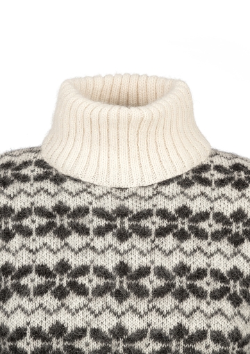 Rollkragenpullover Wollpullover - weiss/schwarz