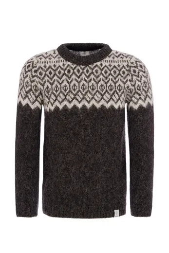 Herren / Damen Pullover Islandwolle - schwarz / weiß