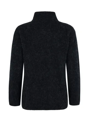 Wollpullover 046 - Troyer - schwarz