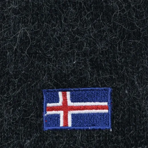 Wollmütze mit Islandflagge - schwarz