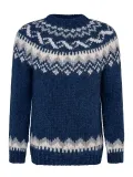 Kurzer handgestrickter Islandpullover ISF008A - Blau - A= 66cm, B= 60cm, C= 46cm