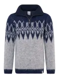 Isländischer Wollpullover - Ísar - Grau / Dunkelblau