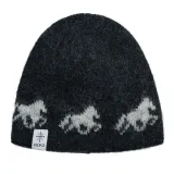 Wollmütze Islandpferde - One size - schwarz