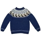 Handgestrickter Islandpullover - Papageientaucher - dunkelblau