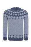 Damen Islandpullover HSI-238 - Handgestrickt in Island - Lopapeysa hellblau