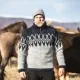 Isländischer Wollpullover - Ísar - Grau / Dunkelblau