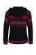 Kapuzen-Strickjacke 008 - schwarz/rot