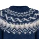 Kurzer handgestrickter Islandpullover ISF008F - Blau - A= 64cm, B= 48cm, C= 42cm