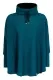 Damen Poncho mit Kragen - türkis
