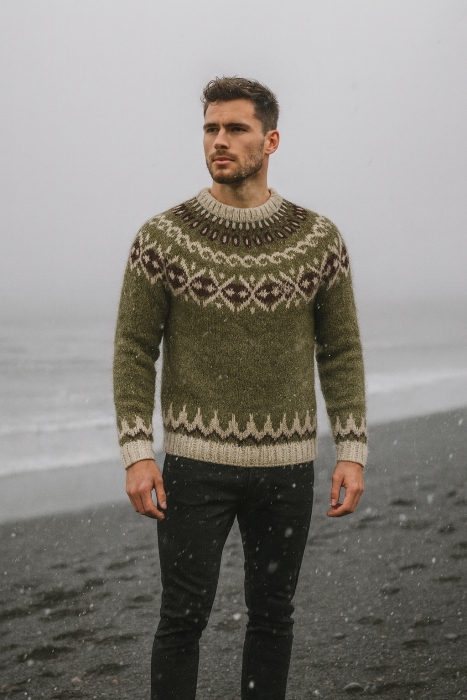 Islandpullover - Handgestrickt in Island - Grün