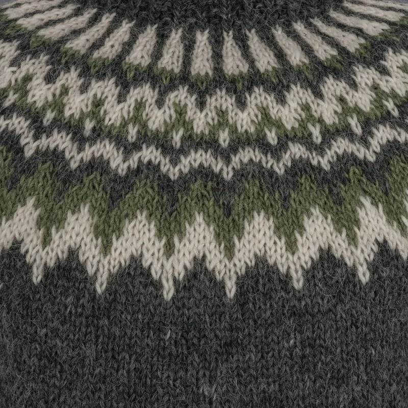 Islandpullover - Handgestrickt in Island - Grau / Weiß / Grün