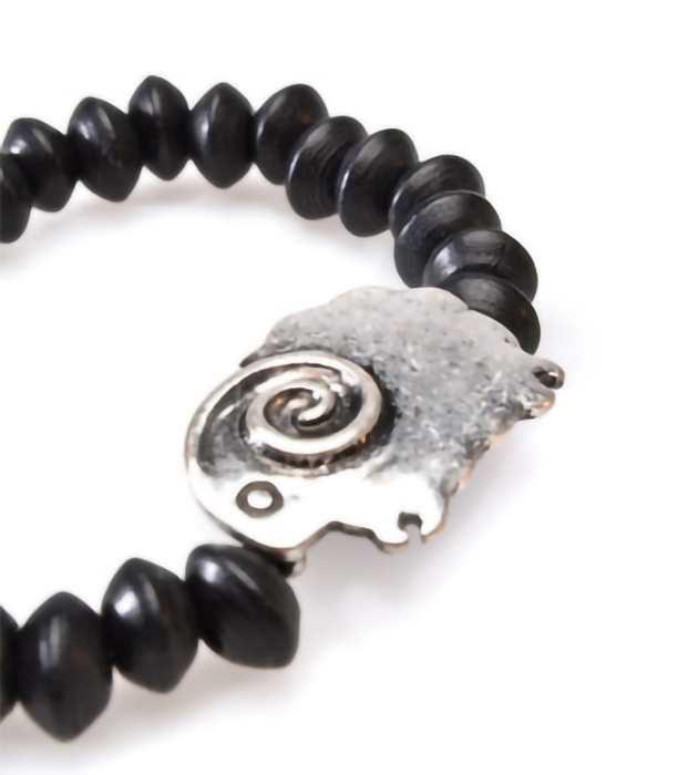 Armband - schwarze Holzperlen - Schaf