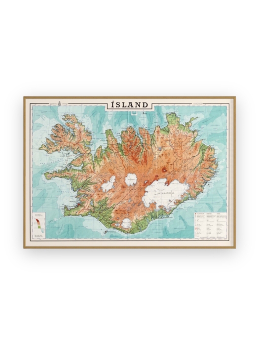 Island Poster - 50x70 cm - Vintage Island Landkarte