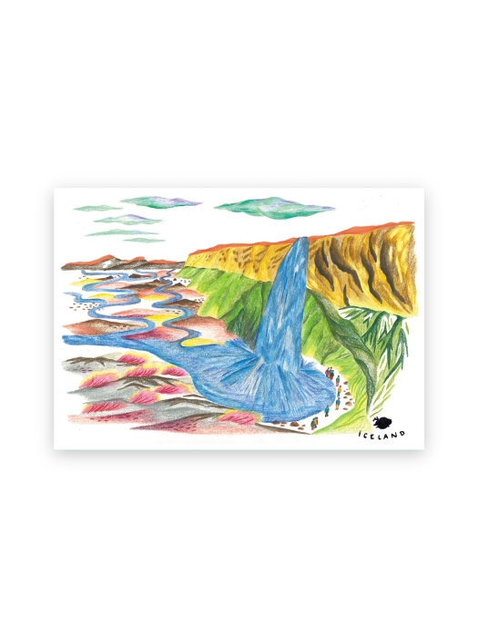 Island Magnet - Seljalandsfoss Wasserfall Illustration
