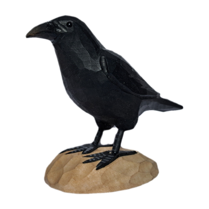 Isländischer Vogel - Rabe Holzfigur