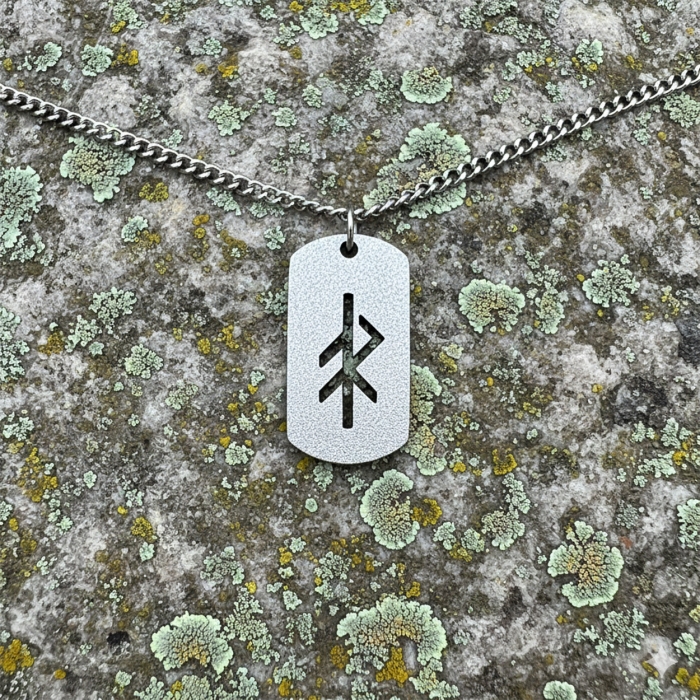 Edelstahl Kette mit Anhänger - Energie - sandgestrahlt