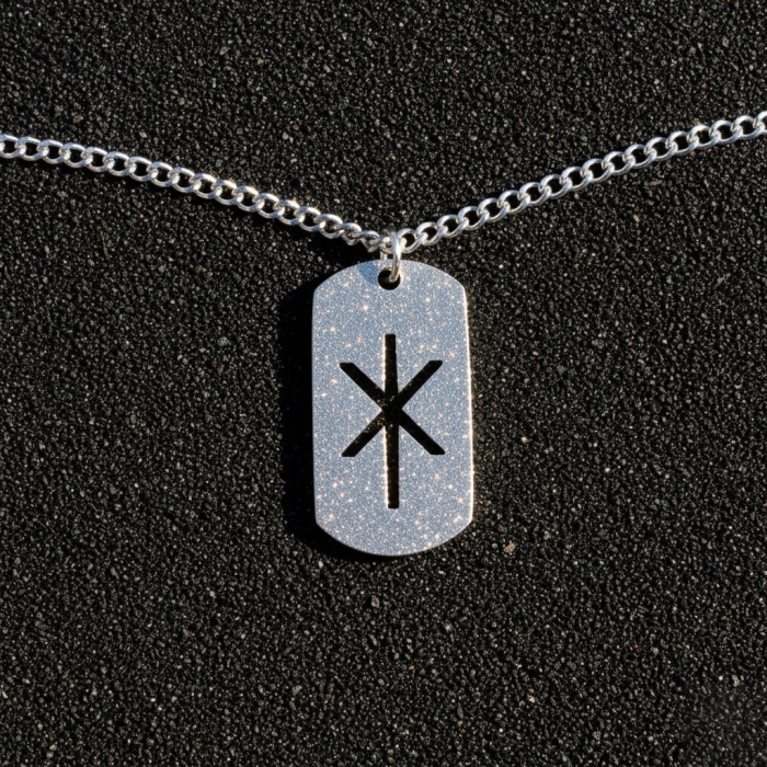 Edelstahl Kette mit Anhänger - Stärke - sandgestrahlt